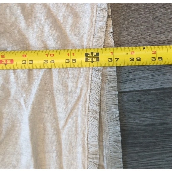 J Jill XL Poncho Cape Beige 100% Linen Frayed Hem Lagenlook Equestrian Capsule - Picture 6 of 8